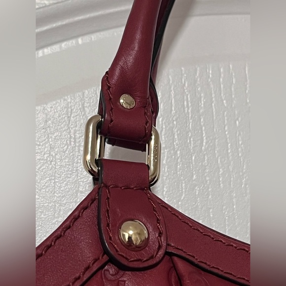 GUCCI Red Wine Burgundy Guccissima Large Sukey Leather Tote Hobo Shoulder Bag - Picture 5 of 12